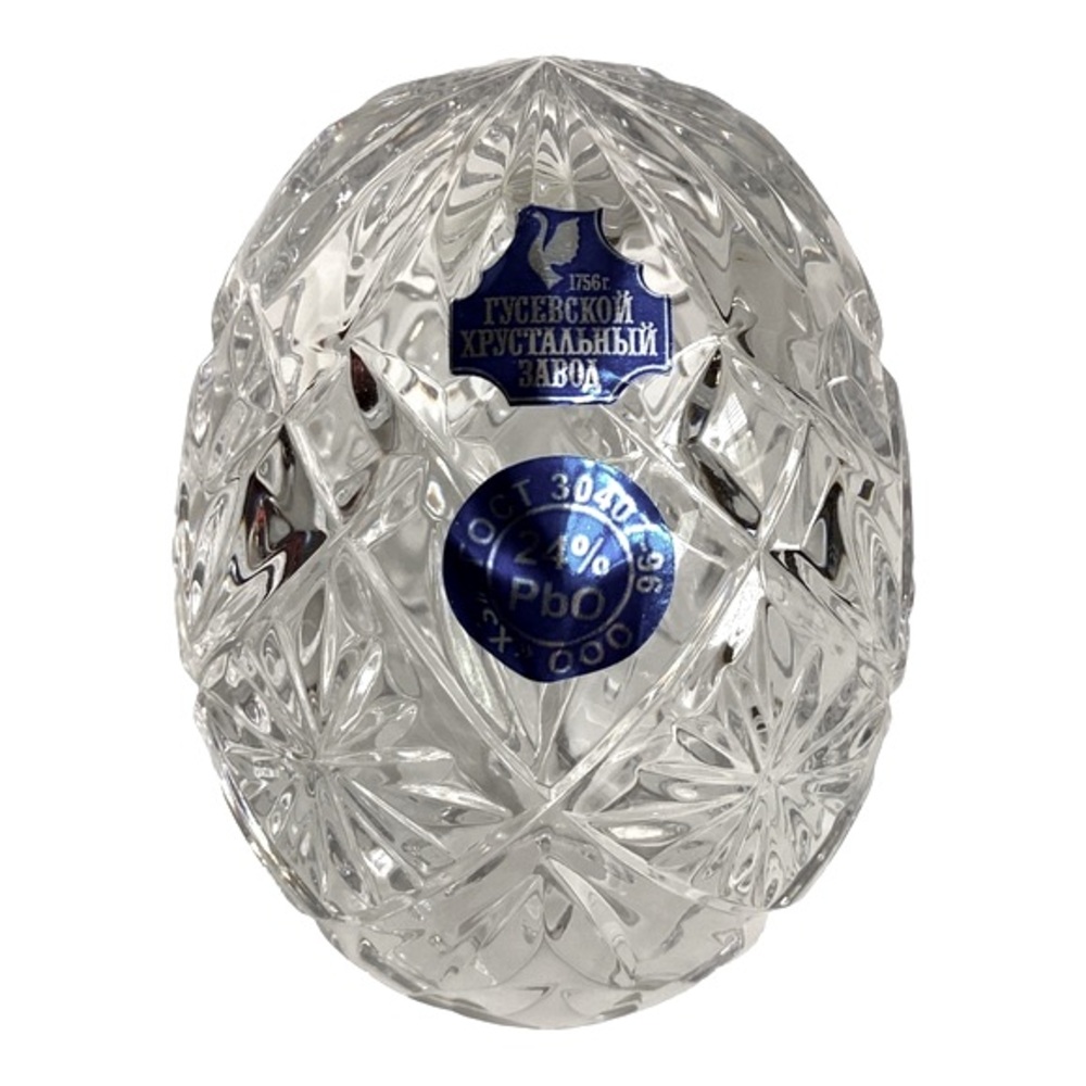 Gus Khrustalny Russian Hand Cut 24% PbO Crystal Egg Original Stickers Vintage
